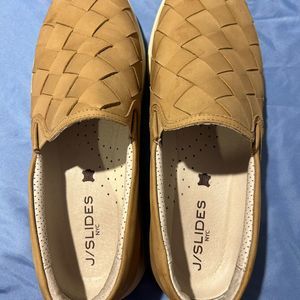 J/Slides NYC Women's Tan Leather Slip On Casual Shoes Size 10